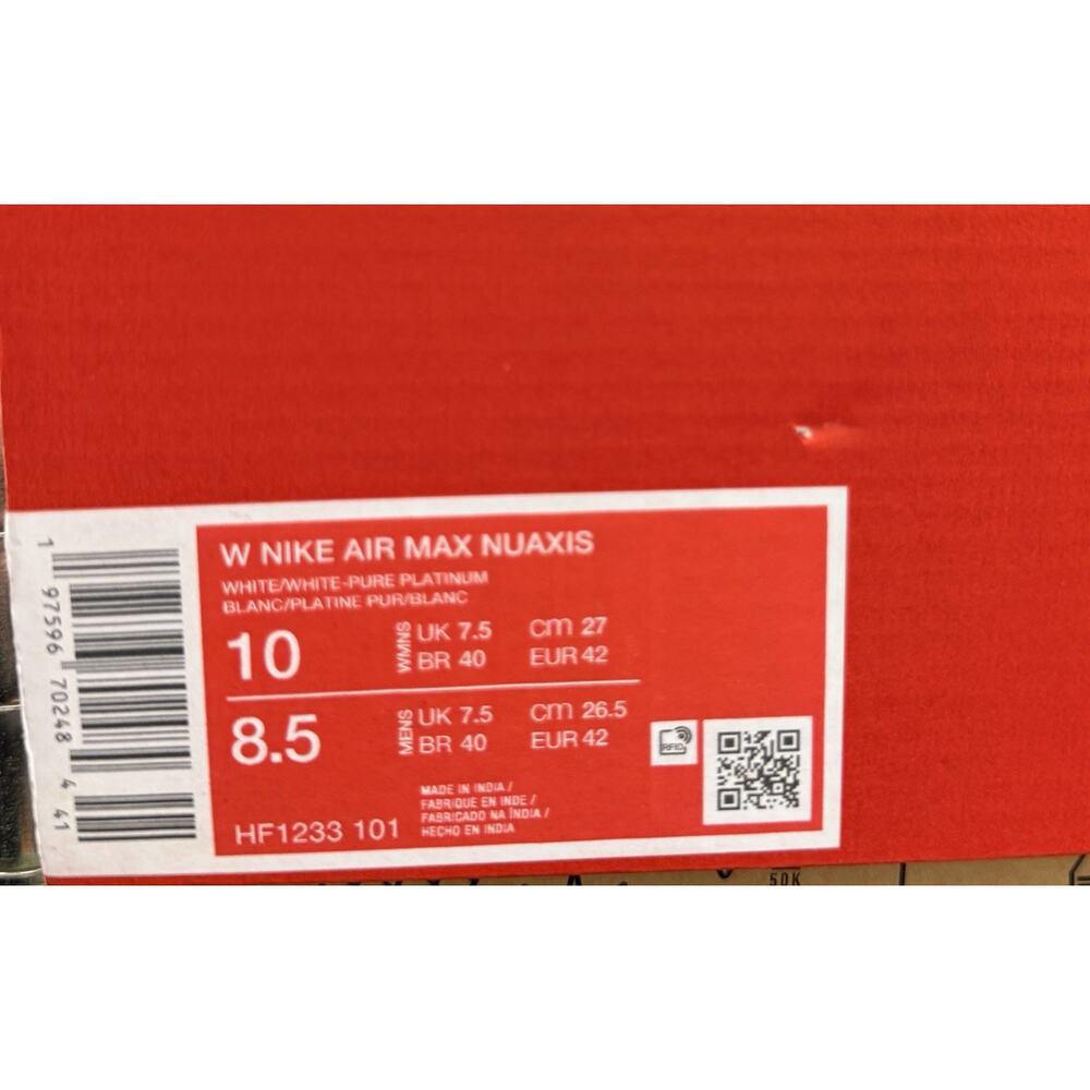 Nike Air Max Nuaxis White Silver HF1233 101 Womens Size 10 Casual Sneakers NEW - Picture 6 of 6